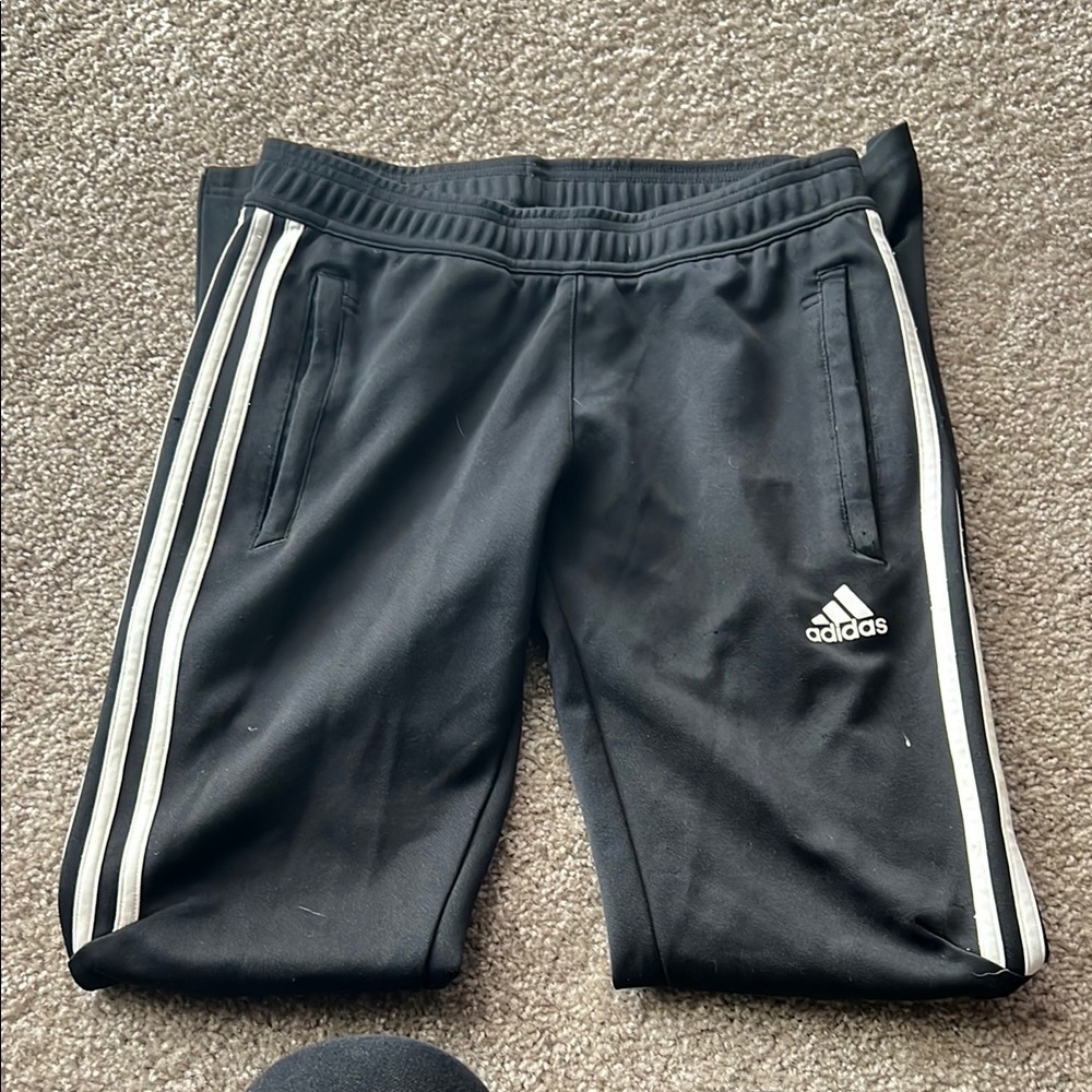 Adidas Black Sweatpants with Signature Stripes